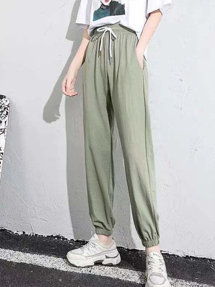 Winter Women Harem Pants Drawstring Fleece Long